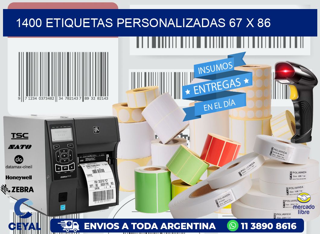 1400 ETIQUETAS PERSONALIZADAS 67 x 86