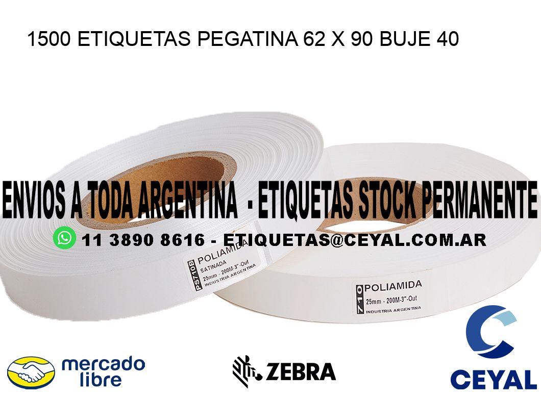 1500 ETIQUETAS PEGATINA 62 x 90 buje 40