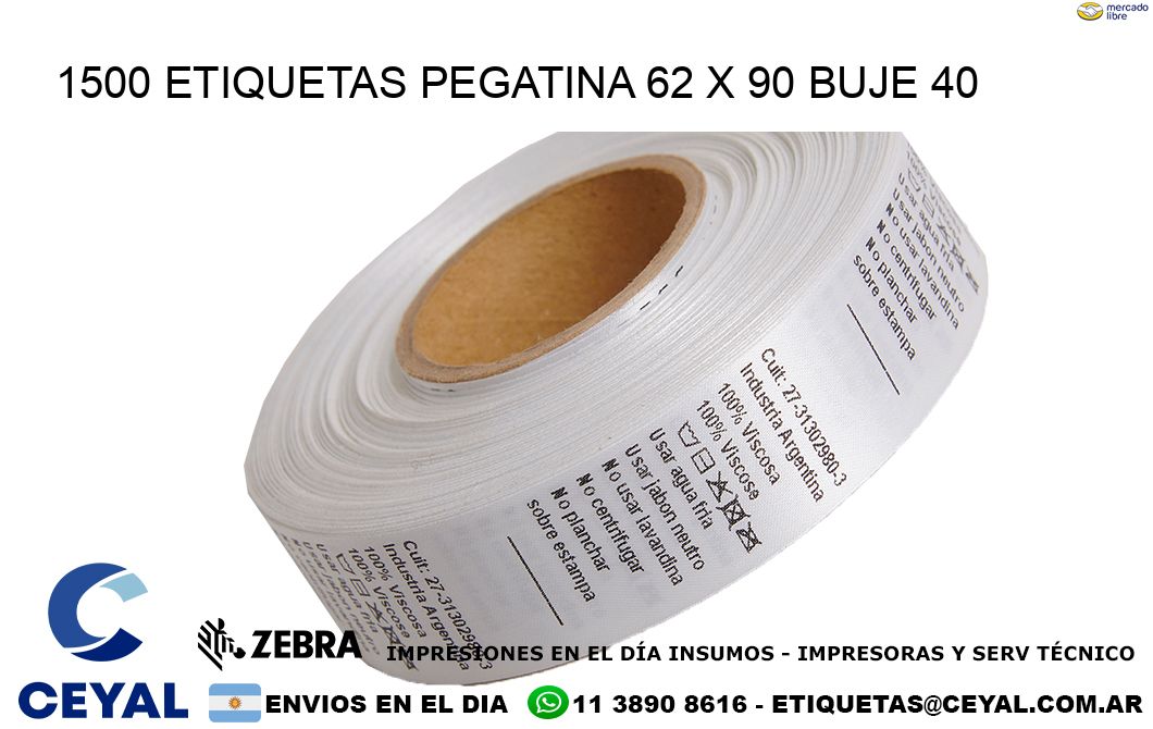 1500 ETIQUETAS PEGATINA 62 x 90 buje 40