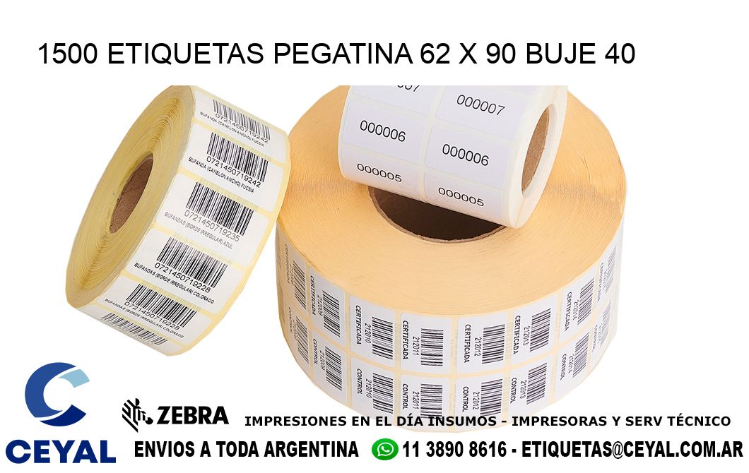 1500 ETIQUETAS PEGATINA 62 x 90 buje 40