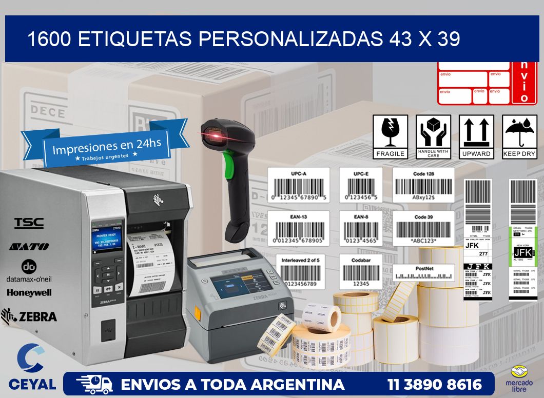 1600 ETIQUETAS PERSONALIZADAS 43 x 39