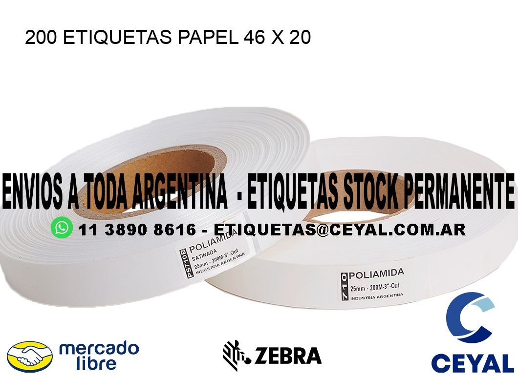 200 ETIQUETAS PAPEL 46 x 20