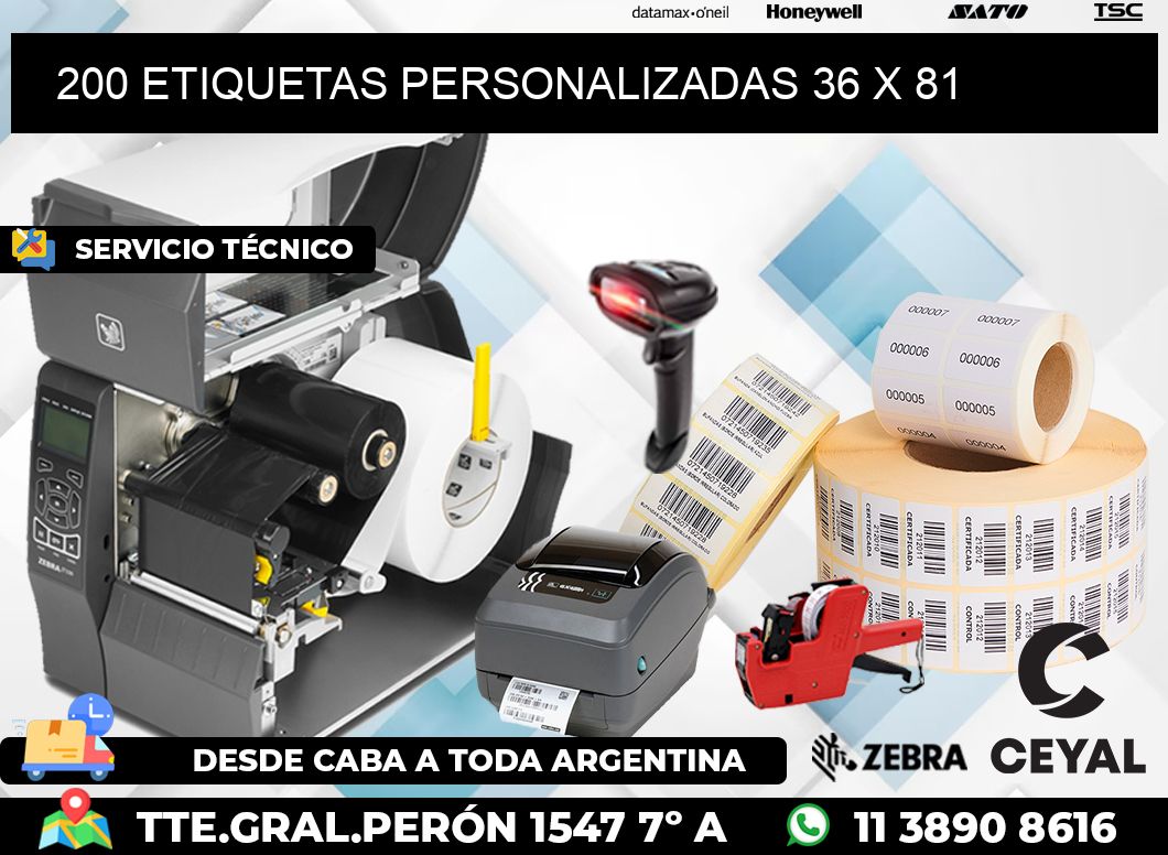 200 ETIQUETAS PERSONALIZADAS 36 x 81