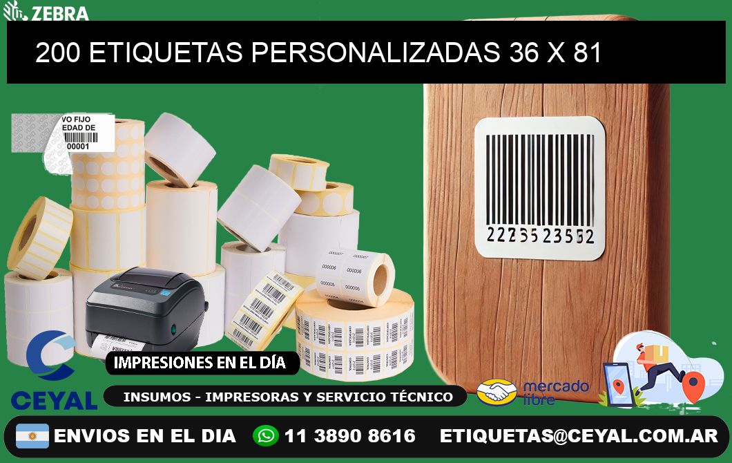 200 ETIQUETAS PERSONALIZADAS 36 x 81