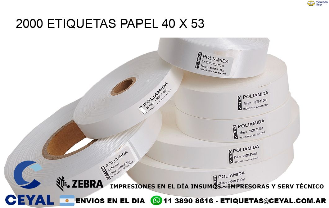 2000 ETIQUETAS PAPEL 40 x 53