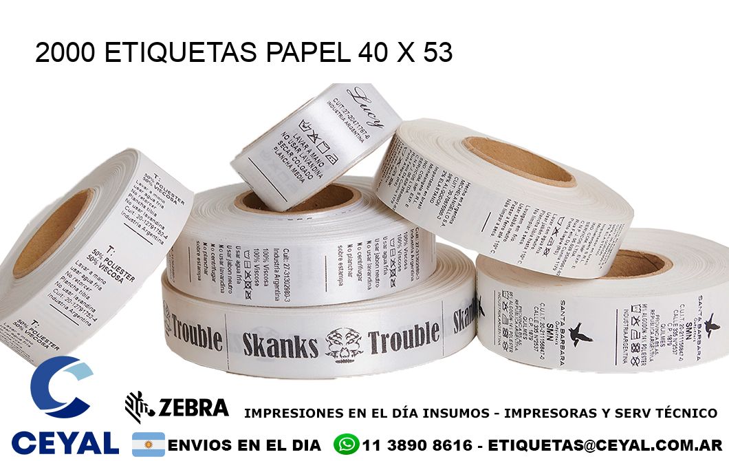 2000 ETIQUETAS PAPEL 40 x 53