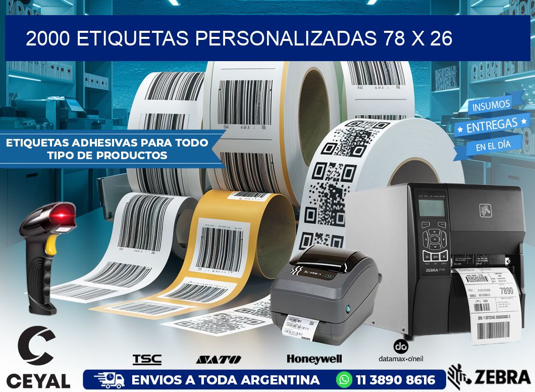 2000 ETIQUETAS PERSONALIZADAS 78 x 26