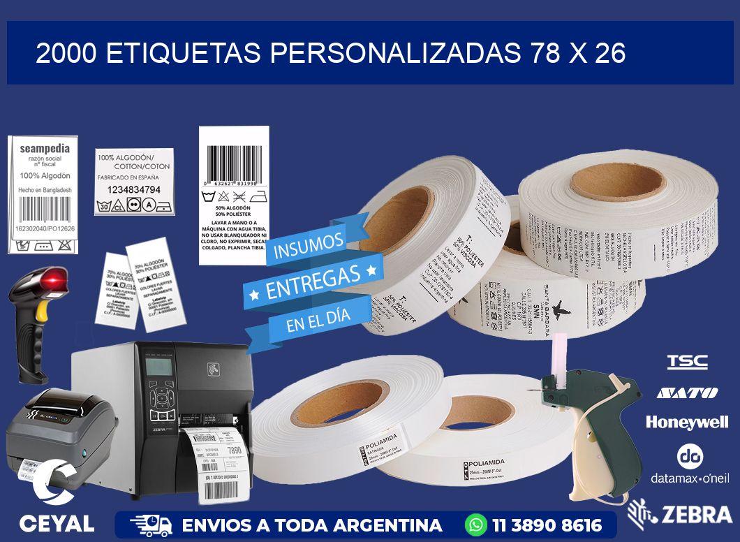 2000 ETIQUETAS PERSONALIZADAS 78 x 26