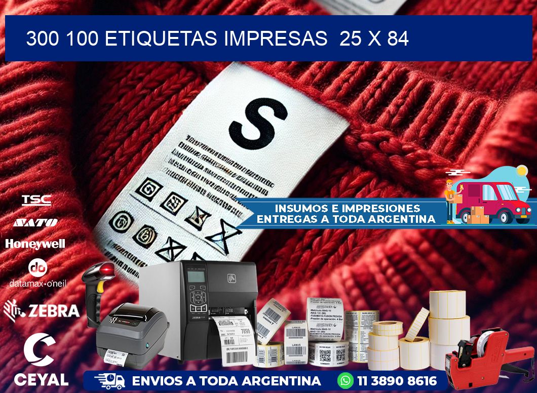 300 100 ETIQUETAS IMPRESAS  25 x 84