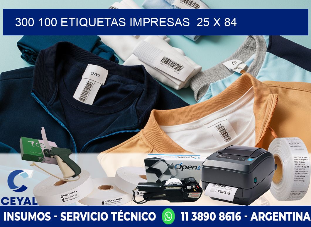 300 100 ETIQUETAS IMPRESAS  25 x 84