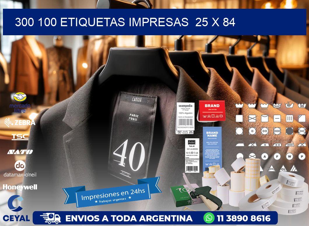 300 100 ETIQUETAS IMPRESAS  25 x 84