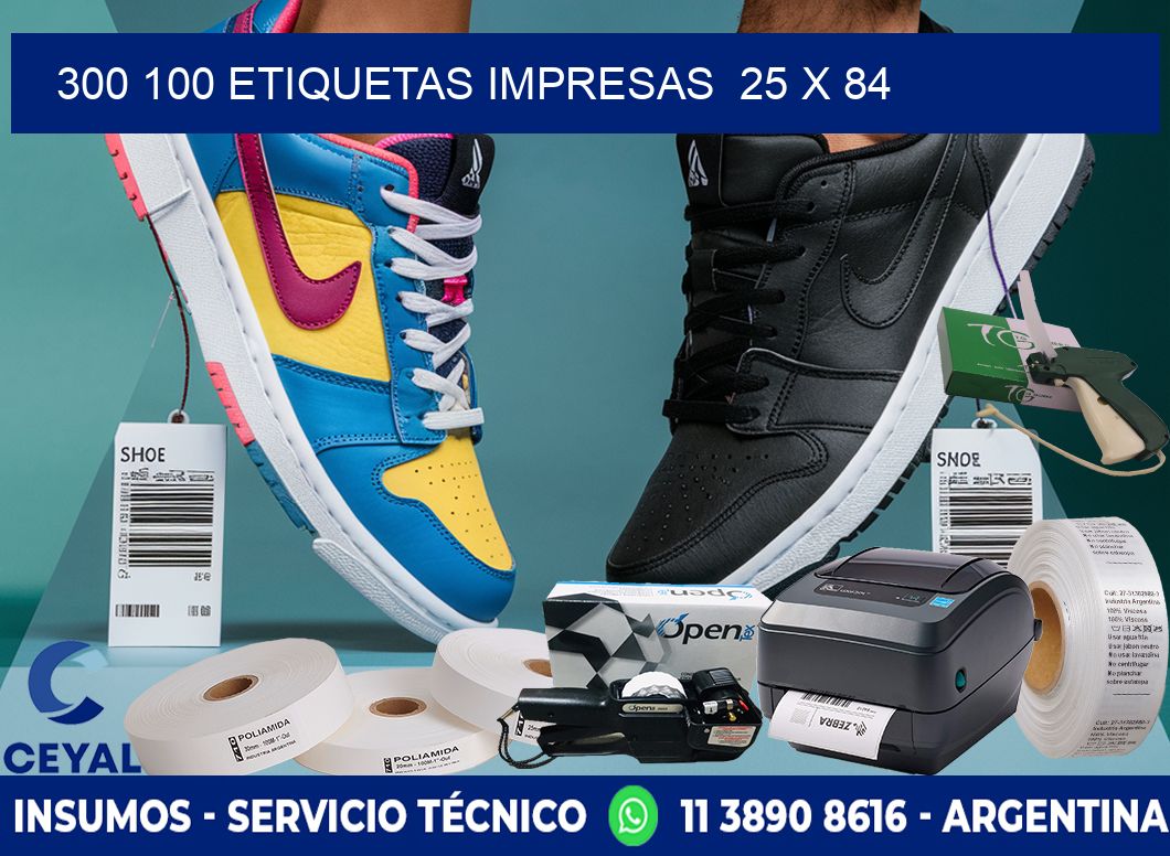 300 100 ETIQUETAS IMPRESAS  25 x 84