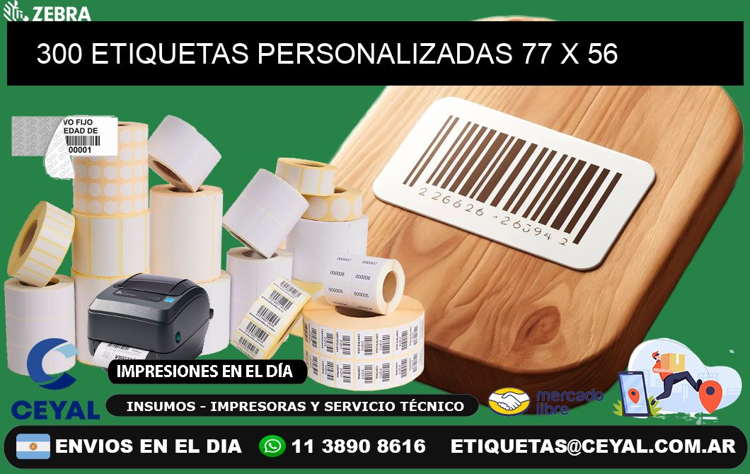 300 ETIQUETAS PERSONALIZADAS 77 x 56