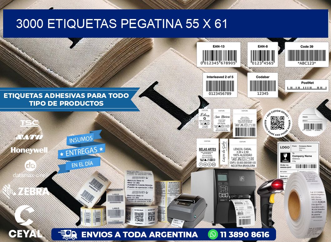 3000 ETIQUETAS PEGATINA 55 x 61