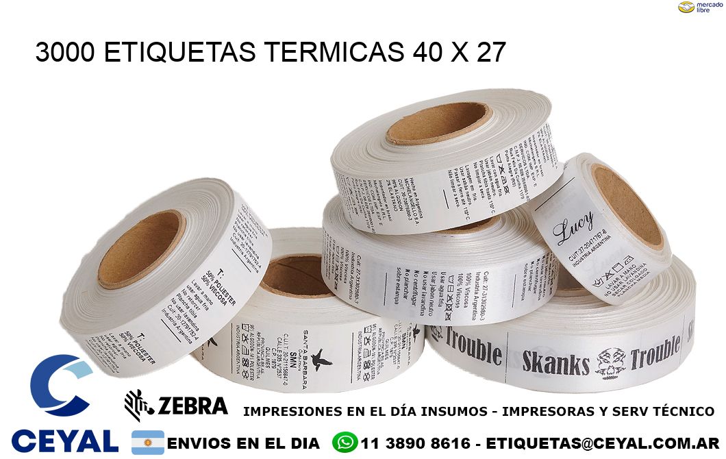 3000 ETIQUETAS TERMICAS 40 x 27