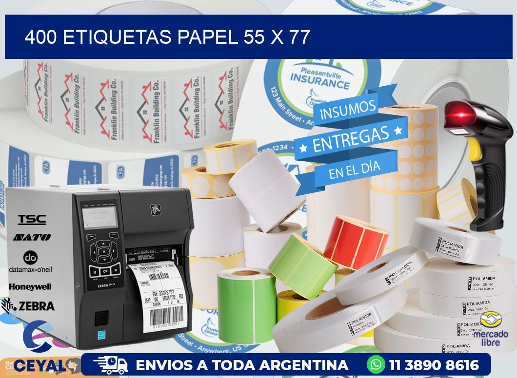 400 ETIQUETAS PAPEL 55 x 77