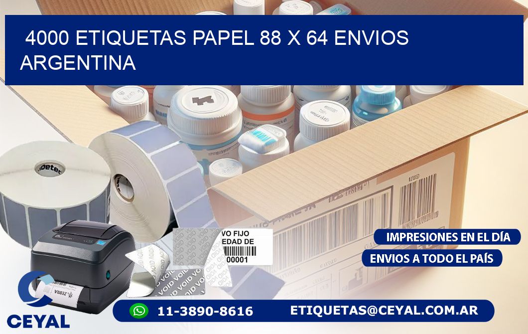 4000 ETIQUETAS PAPEL 88 x 64 ENVIOS ARGENTINA