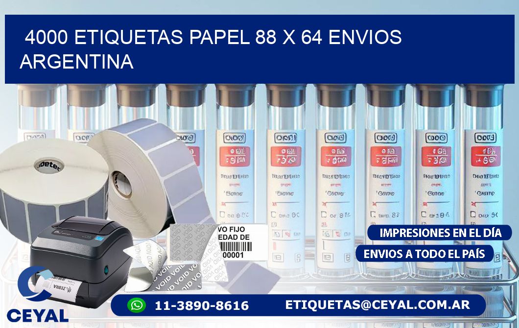 4000 ETIQUETAS PAPEL 88 x 64 ENVIOS ARGENTINA