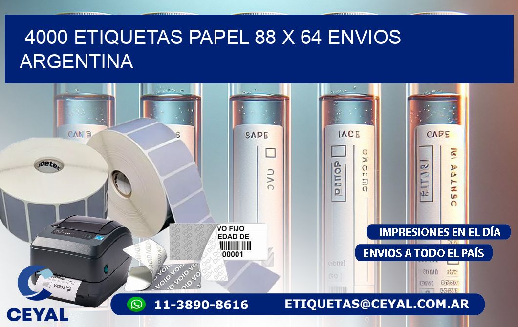 4000 ETIQUETAS PAPEL 88 x 64 ENVIOS ARGENTINA