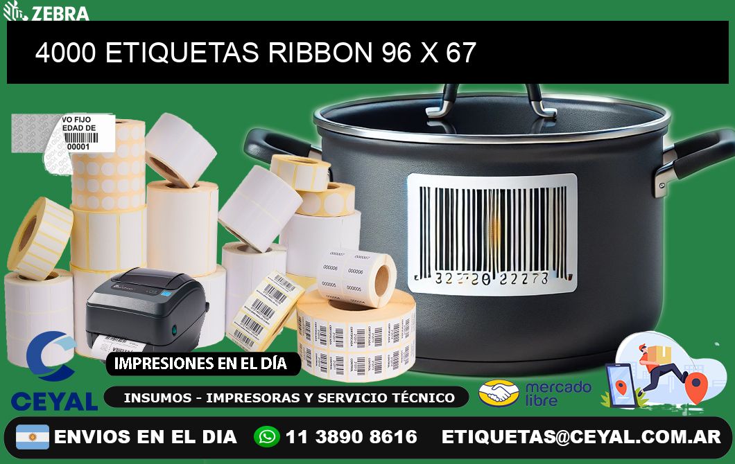 4000 ETIQUETAS RIBBON 96 x 67