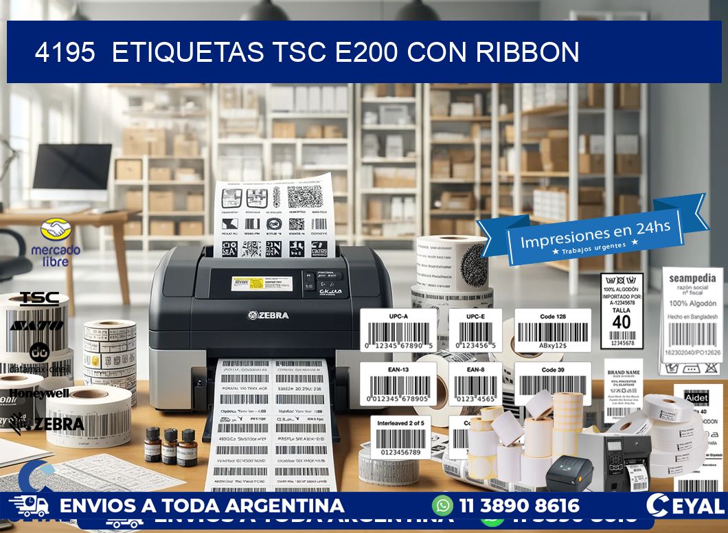 4195  ETIQUETAS TSC E200 CON RIBBON