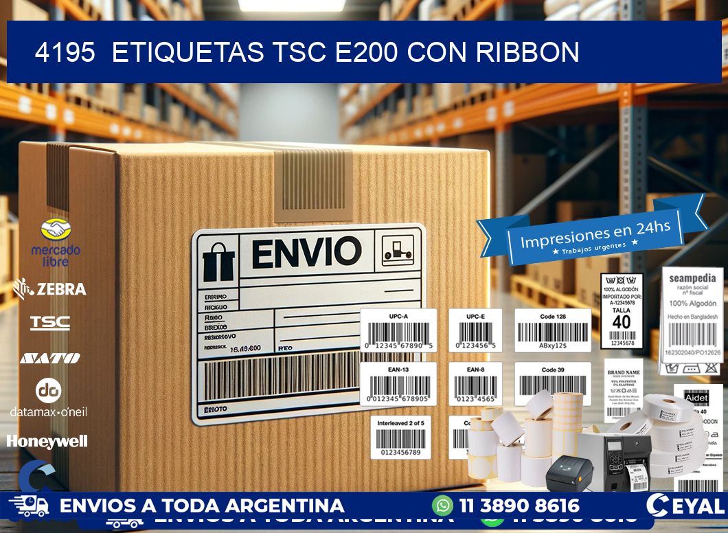 4195  ETIQUETAS TSC E200 CON RIBBON