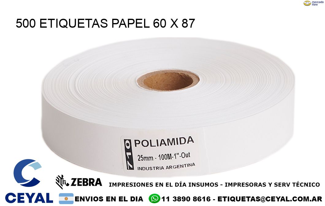 500 ETIQUETAS PAPEL 60 x 87