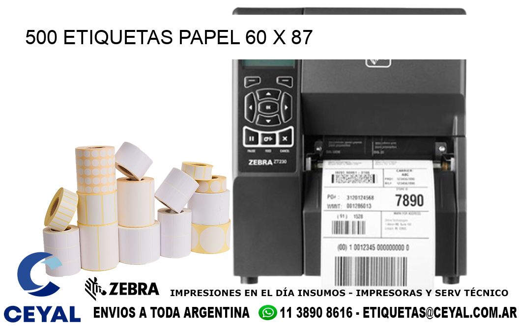 500 ETIQUETAS PAPEL 60 x 87