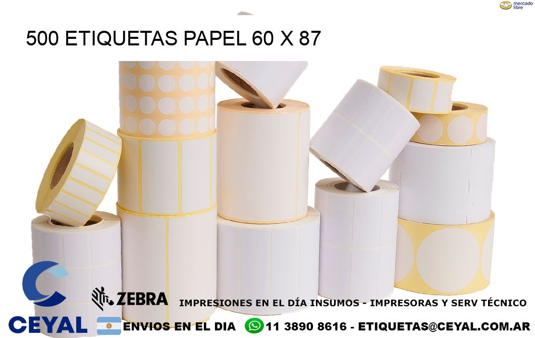 500 ETIQUETAS PAPEL 60 x 87