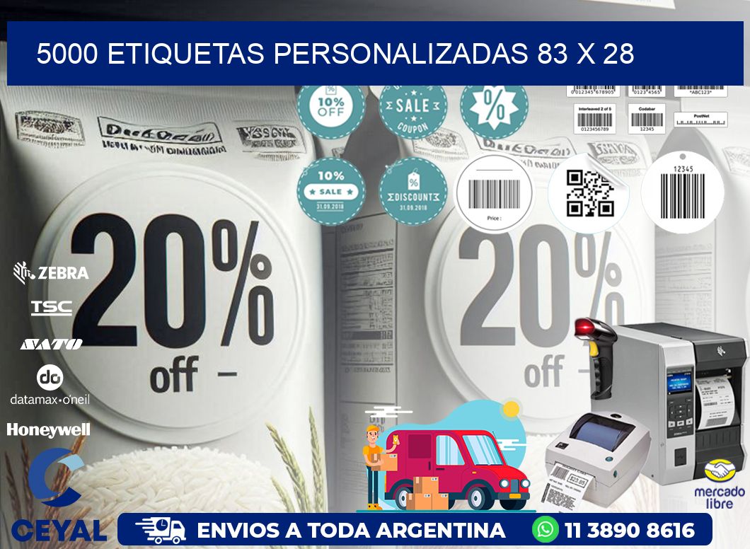 5000 ETIQUETAS PERSONALIZADAS 83 x 28