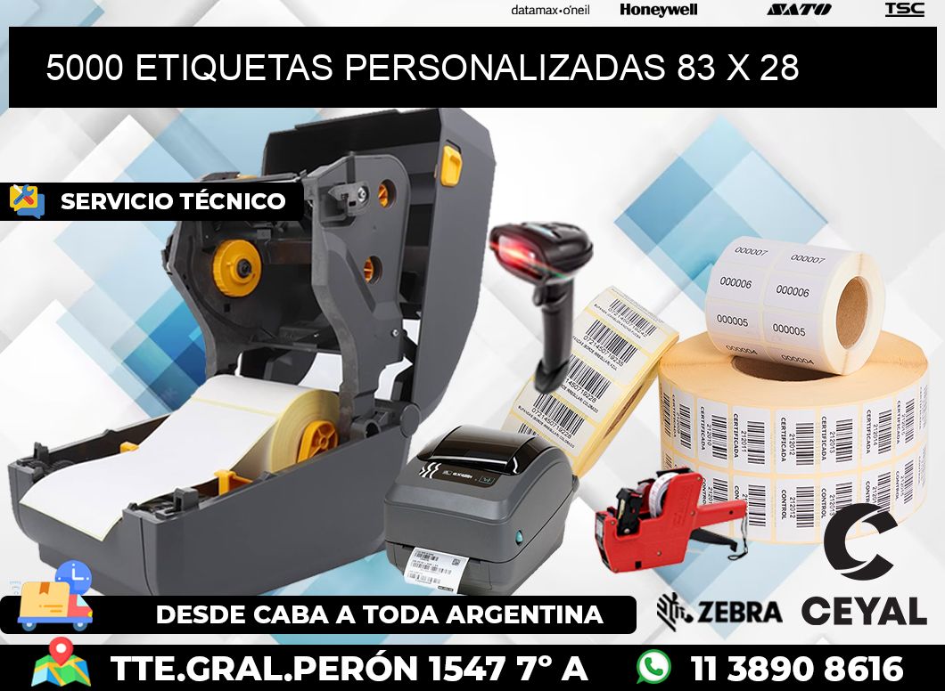 5000 ETIQUETAS PERSONALIZADAS 83 x 28