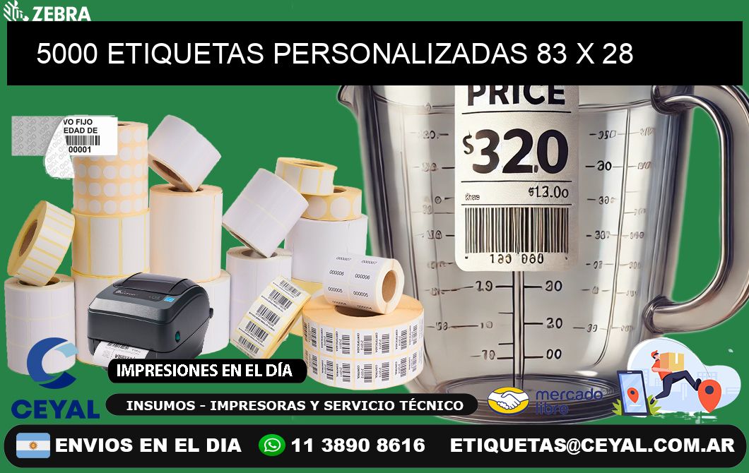 5000 ETIQUETAS PERSONALIZADAS 83 x 28