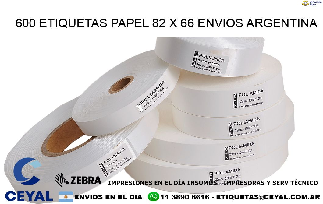 600 ETIQUETAS PAPEL 82 x 66 ENVIOS ARGENTINA