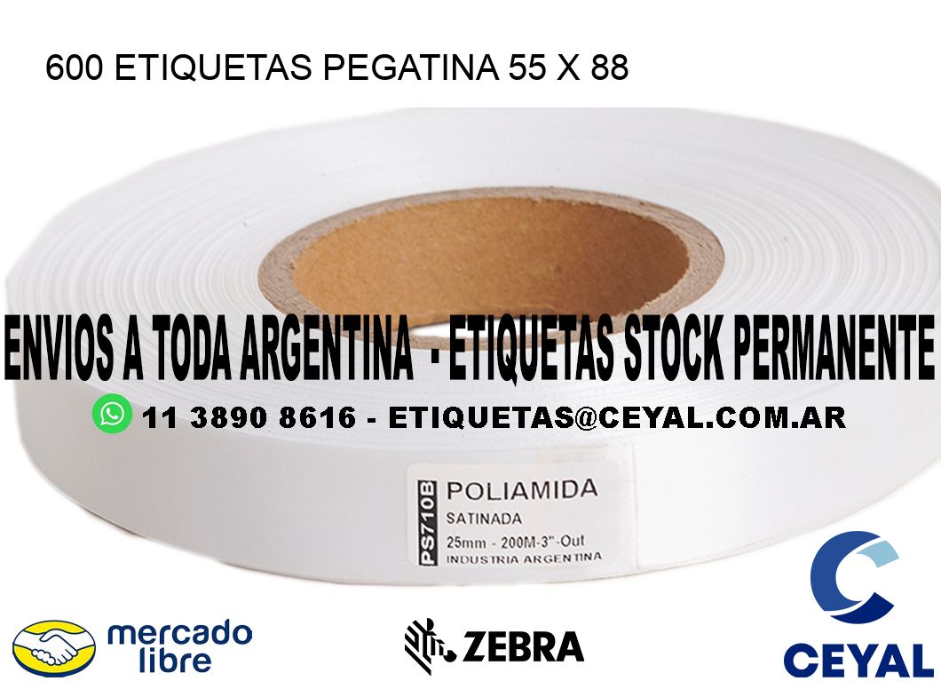 600 ETIQUETAS PEGATINA 55 x 88