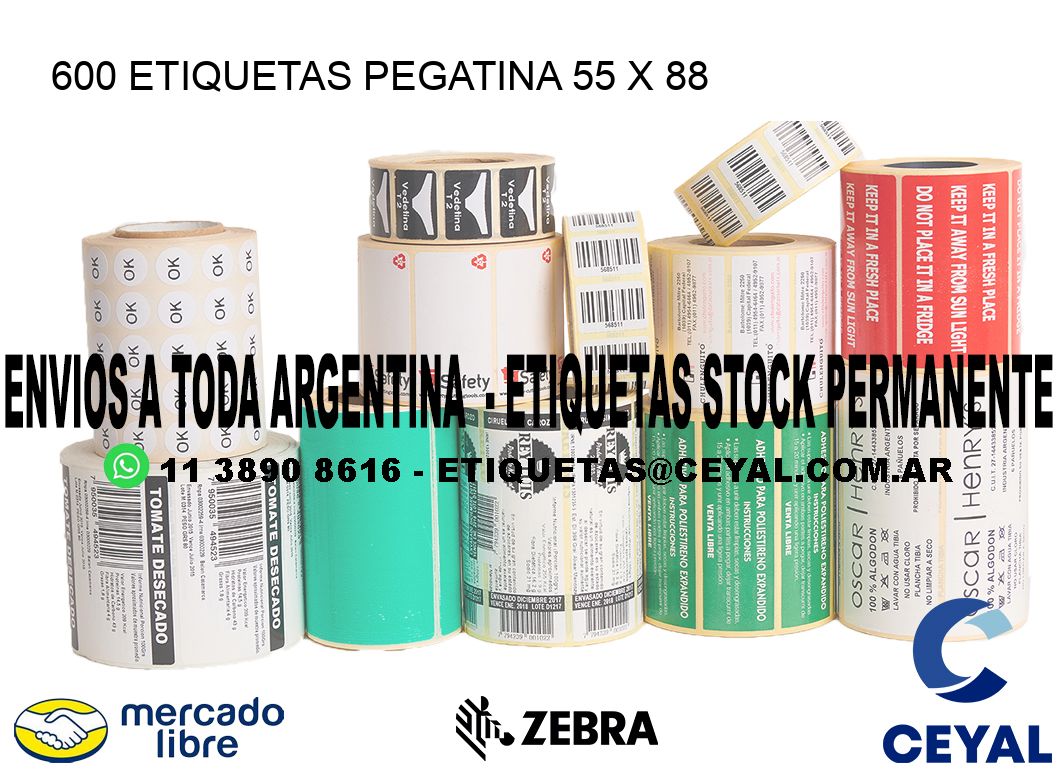 600 ETIQUETAS PEGATINA 55 x 88