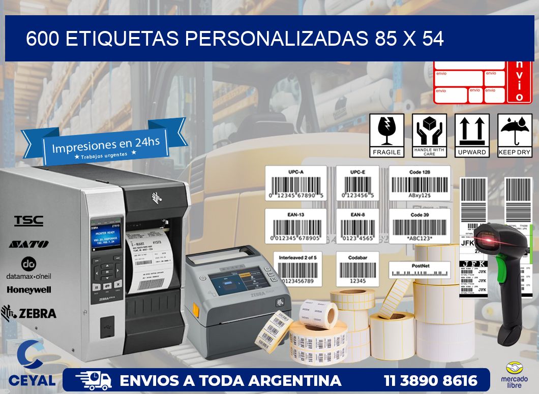 600 ETIQUETAS PERSONALIZADAS 85 x 54