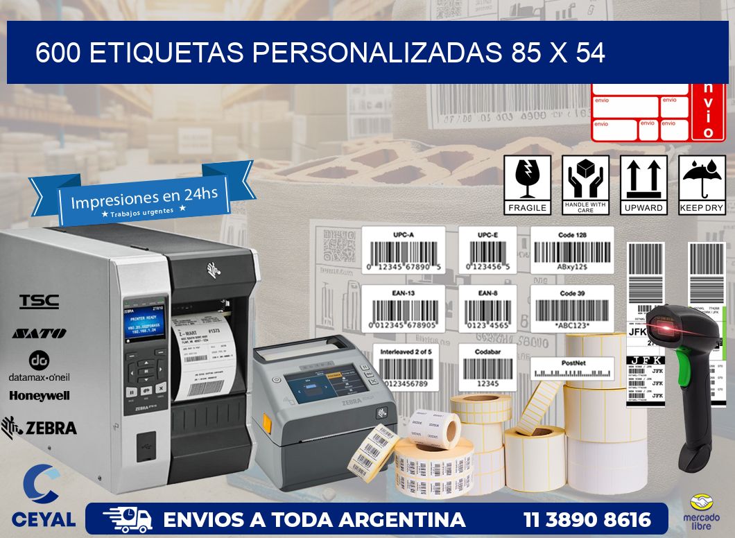 600 ETIQUETAS PERSONALIZADAS 85 x 54