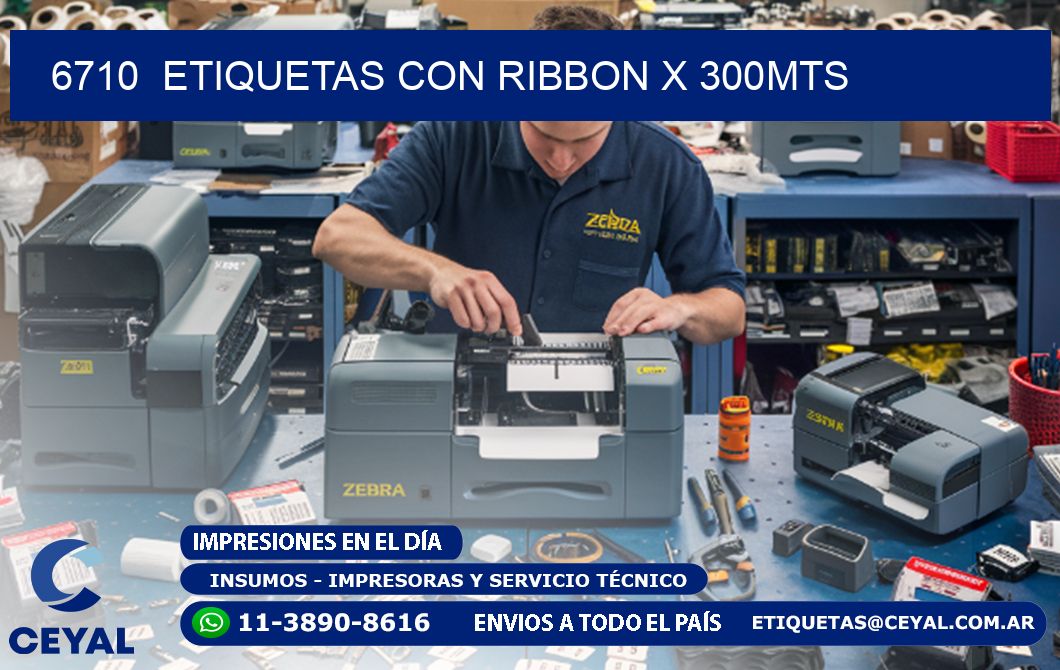 6710  ETIQUETAS CON RIBBON X 300MTS