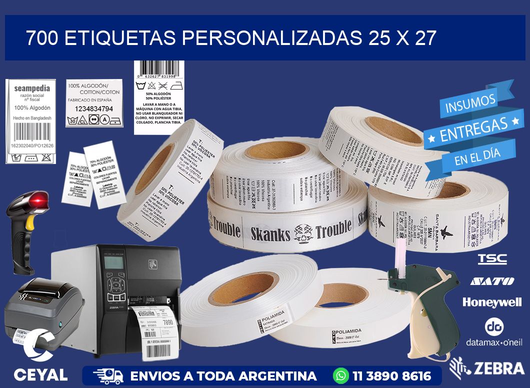 700 ETIQUETAS PERSONALIZADAS 25 x 27