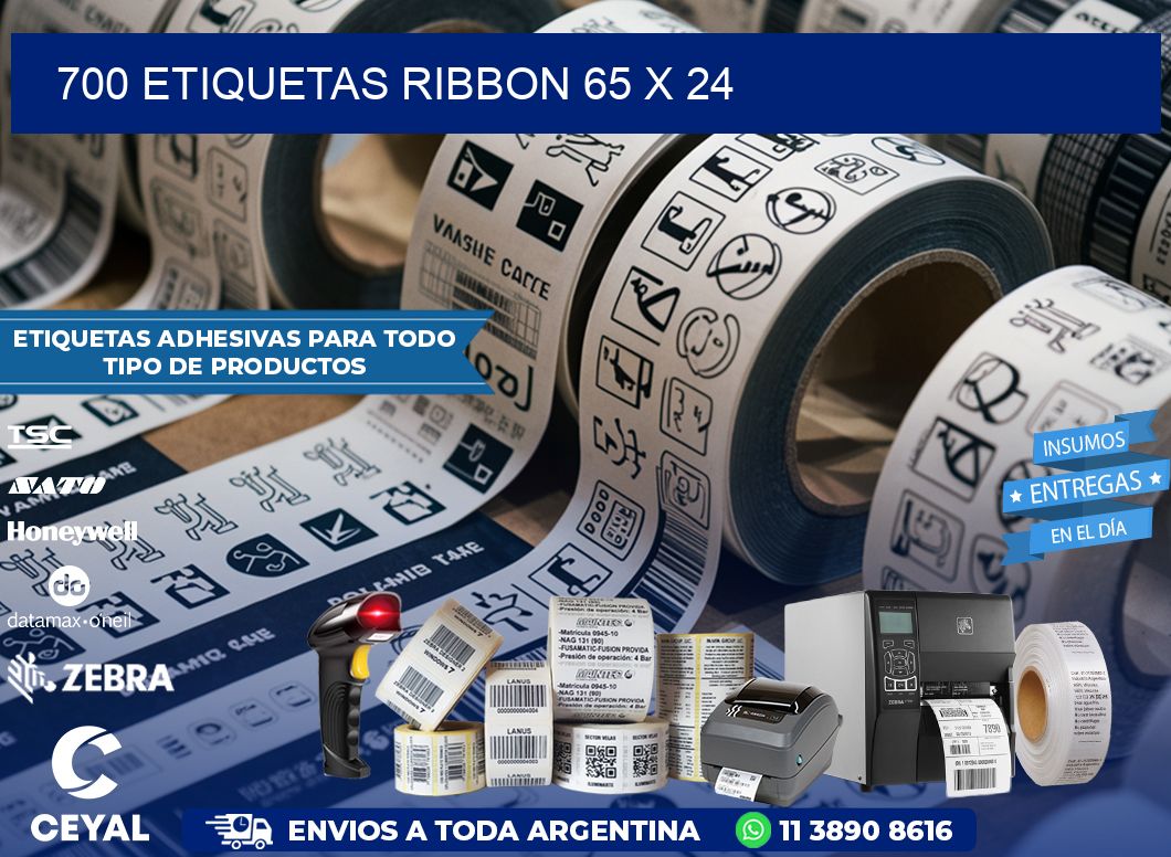 700 ETIQUETAS RIBBON 65 x 24