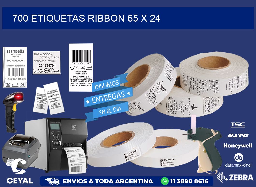 700 ETIQUETAS RIBBON 65 x 24