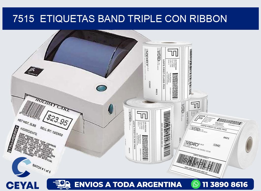 7515  ETIQUETAS BAND TRIPLE CON RIBBON