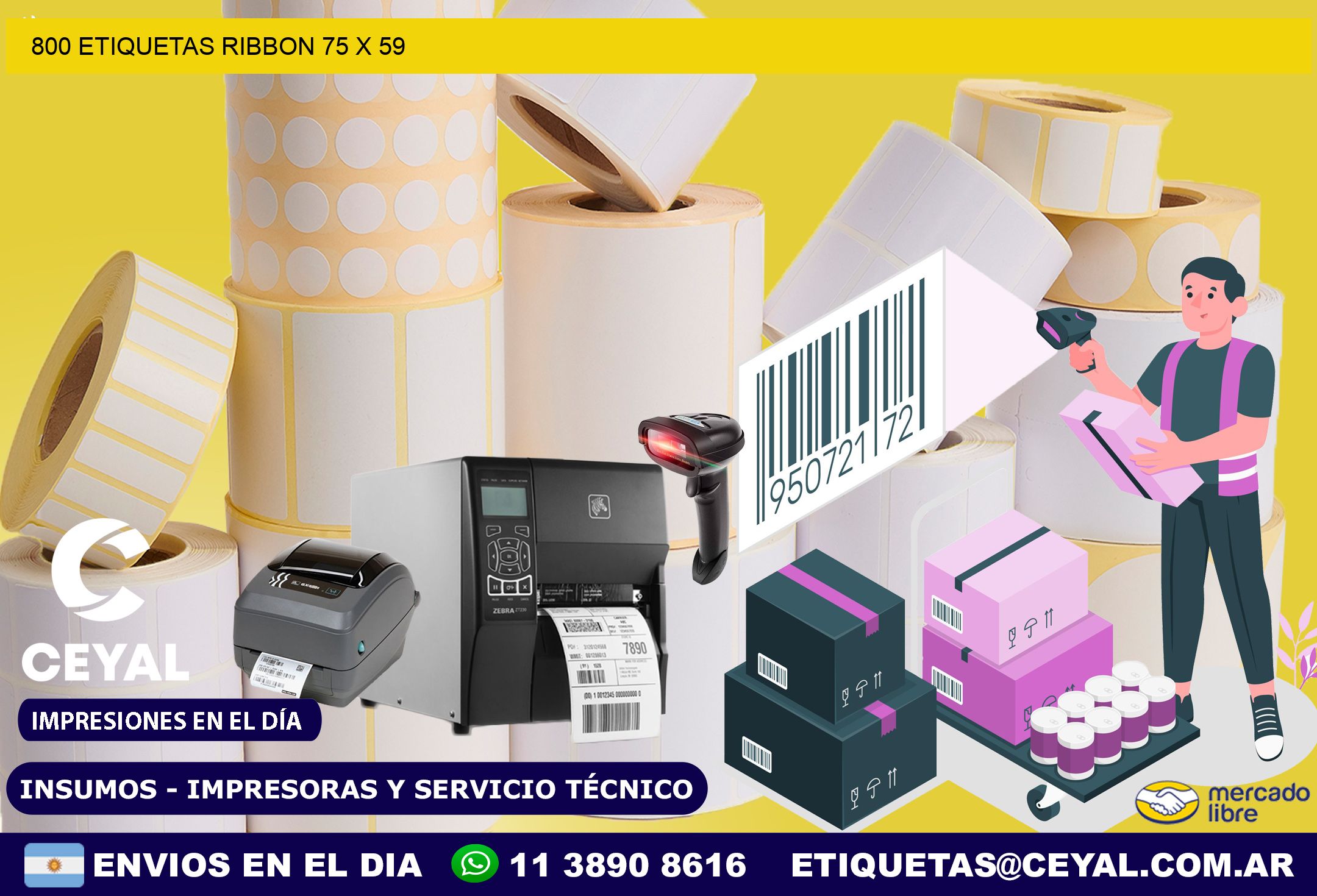 800 ETIQUETAS RIBBON 75 x 59