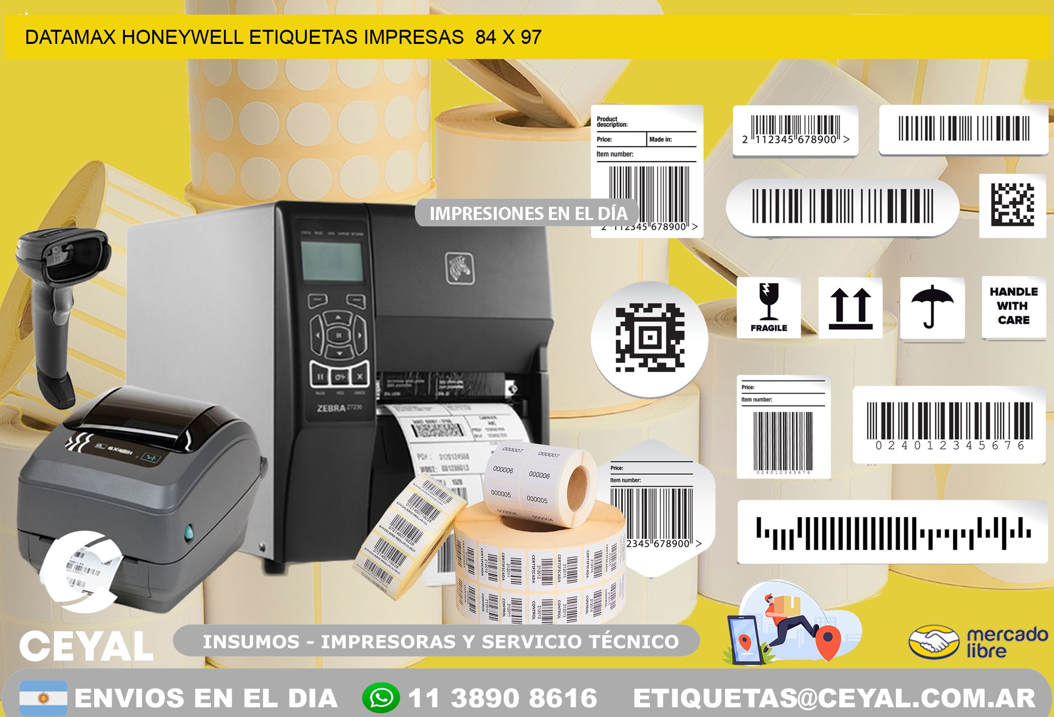 DATAMAX HONEYWELL ETIQUETAS IMPRESAS  84 x 97