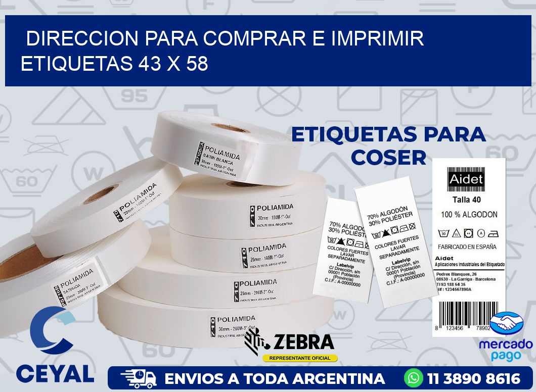 DIRECCION PARA COMPRAR E IMPRIMIR ETIQUETAS 43 x 58