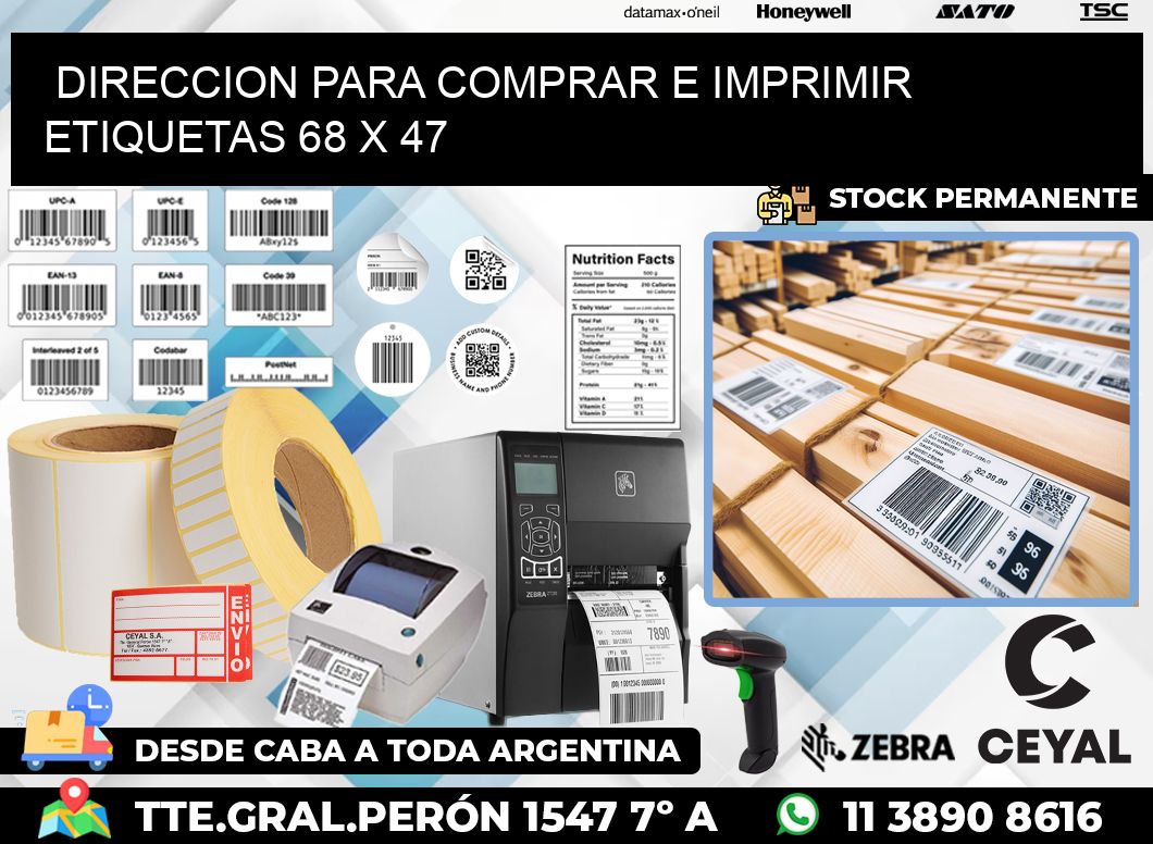 DIRECCION PARA COMPRAR E IMPRIMIR ETIQUETAS 68 x 47