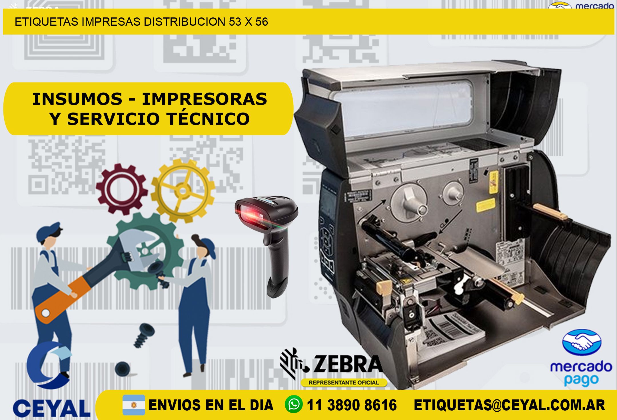 ETIQUETAS IMPRESAS DISTRIBUCION 53 x 56