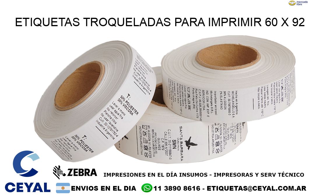 ETIQUETAS TROQUELADAS PARA IMPRIMIR 60 x 92