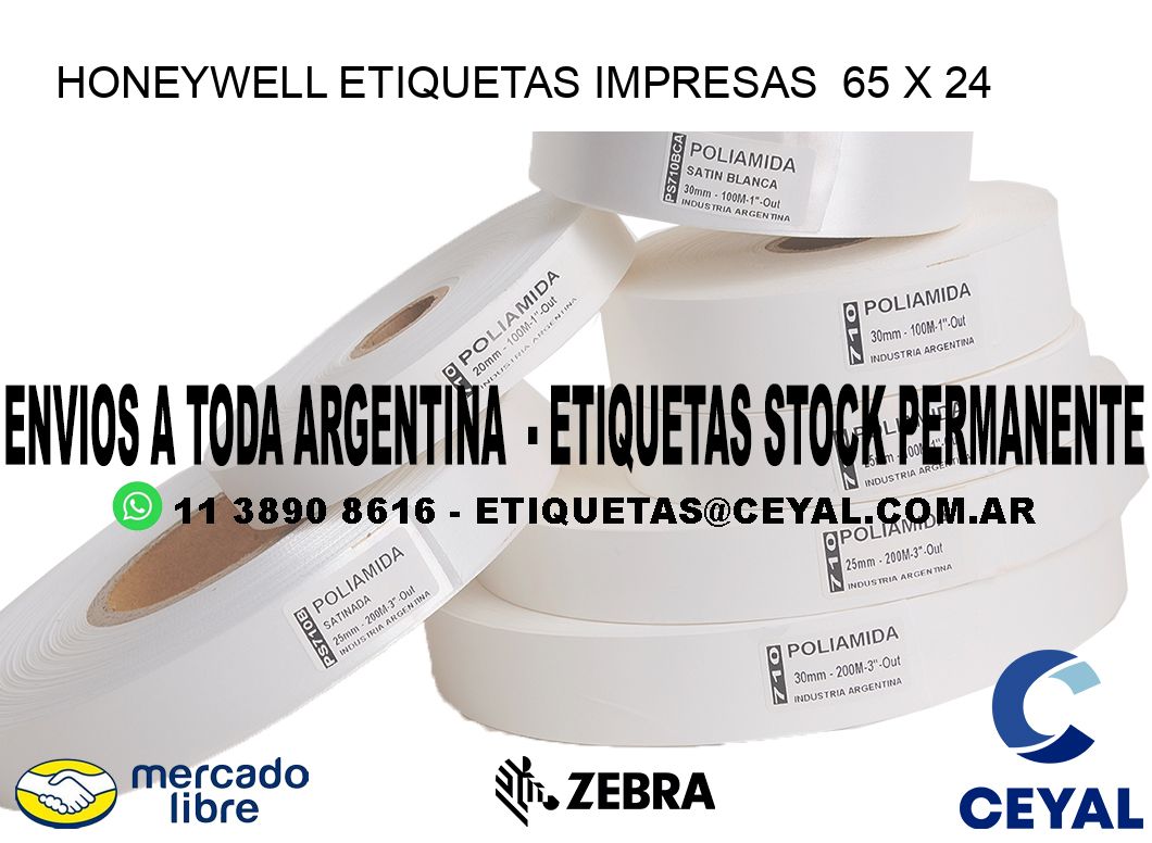 HONEYWELL ETIQUETAS IMPRESAS  65 x 24