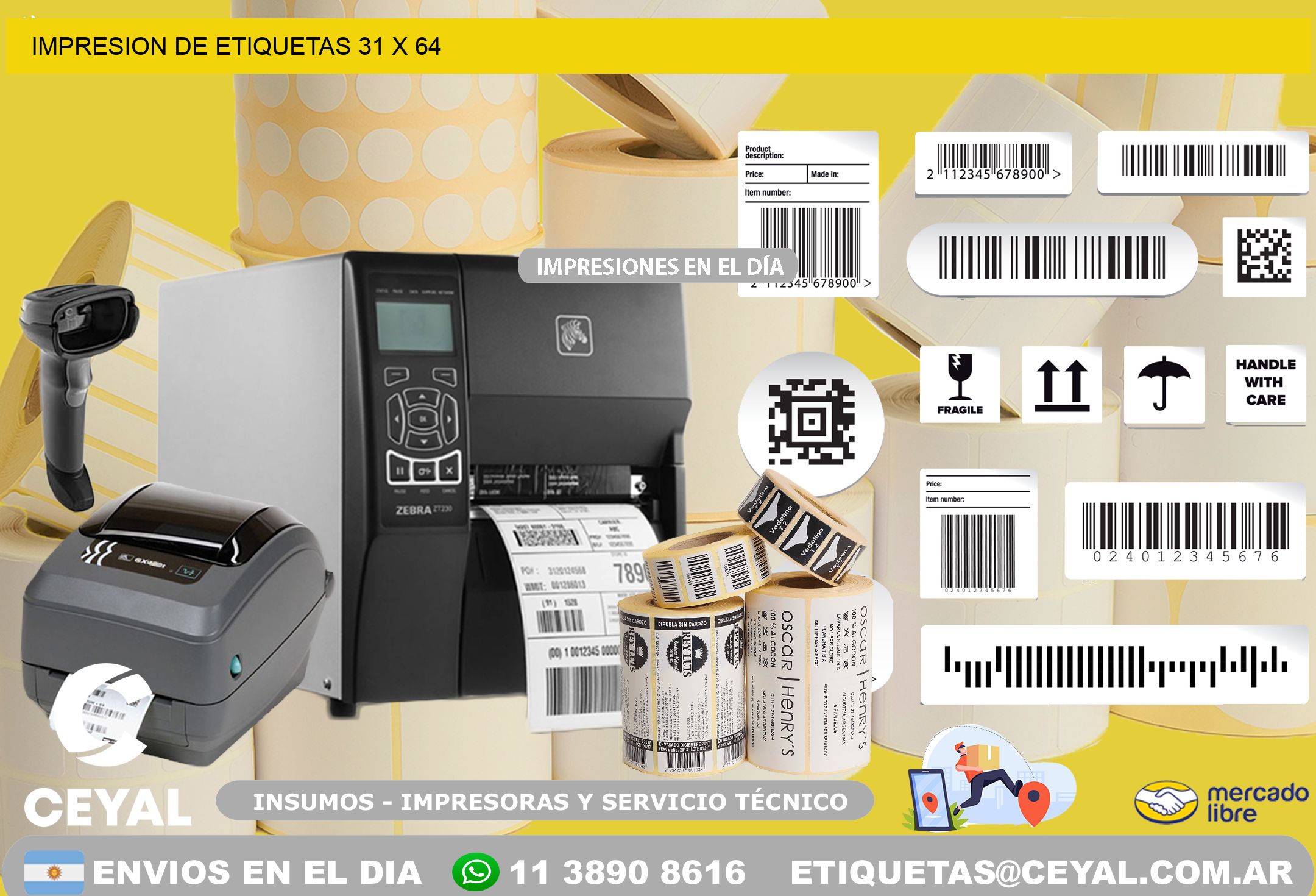 IMPRESION DE ETIQUETAS 31 x 64